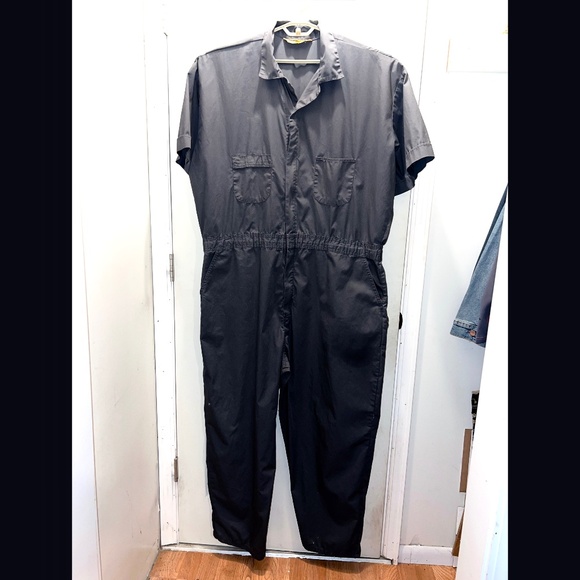 Berne Other - |•BERNE•| Jumpsuit Coverall Short Sleeve Grey Elastic Waist Full Zip Size 3XL